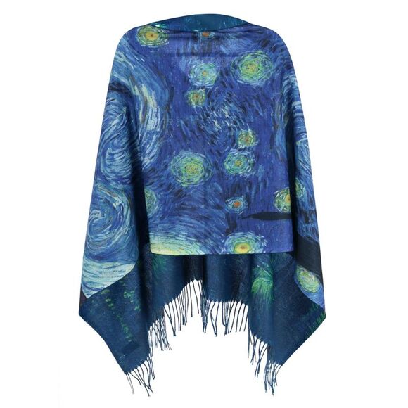 The Magic Scarf Company Women's Reversible Sueded Van Gogh Print Button Shawl - Picture 3 of 5